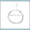 Bracelets de charme Femmes Nouveau 925 Sterling Sliver Bracelets Handwear Mode Charme Pendentif Bracelets De Cheville Bracelet Bijoux Saint Valentin Gif Dhkjv