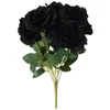 装飾的な花10PCSシングルブランチシミュレーションブラックローズハロウィーン人工花の飾りランダムスタイル