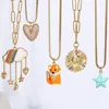 Pendant Necklaces Cute Shell Sunflower Heart Starfish Necklace For Women Gold Color Long Stainless Steel Box Chain Collars Fashion