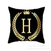 Pillow 2022 Black Gold Letter Peach Skin Pillowcase Crown Sofa Cover Customized Amazon Explosive Household Items