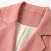 Costumes pour femmes PEUT-U U rose col cranté Blazer à manches longues Double boutonnage poche ample décontracté manteau C0407