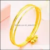 Bangle Girls Thin 3Pcs Bangles Set Bracelet 18K Gold Women Wedding Couple Jewelry Factory Wholesale 243 W2 Drop Delivery 2022 Bracele Dhfzx