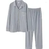 M￤ns s￶mnkl￤der Autumn Men Cotton Pyjamas s￤tter l￥ng￤rmad hane plus storlek L-3XL Casual Pyjamas Pijamas hemkl￤der