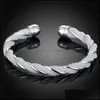 Bangle 925 Sier Sterling Per Donna Uomo Mesh Wide Braided Bracciale Bangle Chain Wristband Jewelry Bijoux Punk 1246 T2 Drop Delivery 2 Dh9Rl