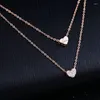 펜던트 목걸이 로맨틱 러브 매력 목걸이 더블 하트 로즈 골드 금색 여성 칼라 액세서리 Colar Bijoux N028