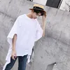 Men's T Shirts Fashion Korean Version Of The Hem Hole Hollowed Loose Large Size Black And White Two Color Short Sleeve T-shirt