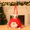 5st/set DrawString Christmas Gift Bag Santa Claus Snowman Cartoon Biscuit Varor Cookies Candy Packaging P￥sar f￶r barn Xmas Holiday F￶delsedagsfest