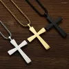 Ketens eenvoudige kruis ketting roestvrijstalen titanium stalen hanger voor mannen minimalistische sieraden mannelijke gebed zilveren kettingen