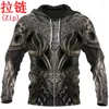 Hommes Hoodies 3D Imprimé Chevalier Armure Médiévale Hommes Templiers Harajuku Mode Sweat À Capuche Unisexe Casual Veste À Capuche