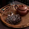 Doftlampor H￥llbar legeringsinjem￤rning Burner Stick Holder Buddhism Lotus Line Plate Sandalwood Coil Base Temples Yoga Studios Home Decor