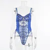 Bustiers Corsets Flollal Embroidery Bodysuit Women Lace Up Candage Bodiesセクシーなノースリーブボディコン透明なランジェリーボディスーツトップ