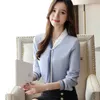 BLOUSES MUJER DE MODA 2022 LOOK SOLID Women's Tops and Blue Elegant Long Sleeve Chiffon Shirt Vintage Women Clothing