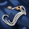 Colares de pingentes imita￧￣o vintage p￩rola envolt￳rio geom￩trico de metal pingente longo para mulheres colares de moedas de festas de casamento feminino dhxms