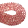 Beads Natural Stone Watermelon Red Cracked Quartz Crystal Glass Loose For Jewelry Making DIY Charm Bracelet Necklace