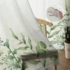 Tenda estiva acquerello verde foglie di eucalipto tende in tulle per soggiorno camera da letto cucina decorativa velata