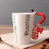 Canecas Creative Music Music Violino Guitar Guitar Creamic Caneca Capé Capé Milk Stave Copo com Handle Novelty Gifts