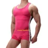 Canottiere da uomo Catsuit Costumi Sport Body Striscia nera bianca Allenamento Body Pantaloncini Wrestling Canotta Fitness Tuta Intimo sexy Costumi da bagno