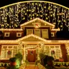 Guirlandes lumineuses de Noël à LED pour l'extérieur 10 m 480 LED 8 modes d'éclairage suspendu Lumières de Noël 96 gouttes de lumière intérieure étanche pour mariage, fête de vacances