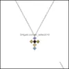 Pendant Necklaces 925 Sterling Sier Necklace For Women Cross Colored Zircon Pendant Necklaces Chain Female Jewelry Gold Color Collar Dhrov