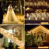 Guirlandes lumineuses de Noël à LED pour l'extérieur 10 m 480 LED 8 modes d'éclairage suspendu Lumières de Noël 96 gouttes de lumière intérieure étanche pour mariage, fête de vacances