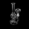 Small glass bong hookah water pipe 7.5in dab rig recycler transparent horizontal tube filter fine joint with glass cigarette bowl easy to carry