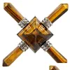 ジュエリーポーチバッグジュエリーポーチTumbeelluwa Tigers Eye Stone 4 Point Pyramid Energyジェネレーターレイキチャクラヒーリングクリスタルスピルdhkbh