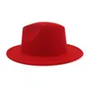 Berretti Berretto di lana a tesa larga in feltro Gentleman Europa Cappello formale Uomo Donna Nero Rosso Patchwork Floppy Jazz Panama Cappelli Fedora Chevalier