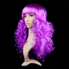 Halloween cosplay peruker med lugg färgade syntetiska långa vågor peruk för kvinna värmebeständigt naturligt hår
