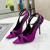 Роскошные дизайнеры фиолетовые последние модные сандалии атласные женские ультра -высокие каблуки обувь Roman Open Toe Moder Sandal 10,5см на каблуках обувь обувь