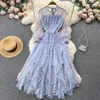 Tea Break French High Level Mesh Dress 2023 New High Waist Slim Super Fairy Long skirts