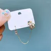 Brincos de garanhão clipe de manguito geométrico na orelha com brinco de corrente longa para mulheres joias de zircão cúbico de cor dourada