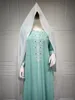 Vestido feminino muçulmano Oriente Médio Árabe Fashion Requintado Bordado de Flores Robo Jalabiya Party BT250