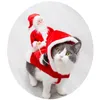 Dog Apparel Style Christmas Costume For Pet Santa Claus Riding Doll Decoration Hoodie Puppy Adjustable Bust Clothes