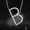 Pendant Necklaces Large Alphabet Necklace Personalized Gold Big Letter Chain Stainless Steel A-Z Pendant Necklaces Hip Hop Jewelry Fo Dhstm
