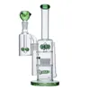 12 pouces arroseur narguilés en ligne perc verre bongs champignon croix percolateur conduites d'eau vert blanc 18mm joint huile dab rigs avec bol attrape-cendres