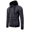 Herrtröjor tröjor Spring Autumn Casual Sweatshirt Mens Hooded Scarf Collar Fashion Outwear Slim Fit Male Hoody New Men hoodie dragkedja G221011