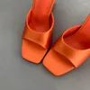 Slippers Fashion Women Open Toe Black Orange Green Thick High Heels Party Pumps Casual Slides Clear Heeled Size 39