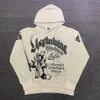 23SS Beige Sweatshirts Capuz para homens Mulheres graffiti Pullovers de lã de tendência de tendência