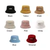 Winter Baby Girl Boy Cloches Bucket Hat Cute Lamb Wool Letter Kids Fisherman Hat Solid Flat Top Hats Children Outdoor Thick Warm Sun Cap