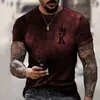 Magliette da uomo Poker K Gradient Stampa 3D Camicia da uomo manica corta Moda europea e americana Mens Summer Round Neck Streetwear Oversize