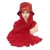 Belle bulle florale en mousseline de soie Hijab instantané avec des casquettes de seau Wrap Solid Beach Stole Foulards Bandeau Bonnet musulman