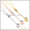 Charme Tiny Tea Pendentif Collier avec couronne 3 couleurs Creative Mini Long Link Bijoux Cuillère Colliers 21 J2 Drop Del Dhmlg