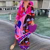 L￤ssige Kleider Women Boho drucken loser Strand elegant Retro Harajuku V-Ausschnitt Maxi Kleid sexy Langarm ￼bergro￟