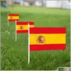 Bannerflaggor Banner Flags Spanien Mini Flag Hand Hålls små miniatyr spanska på stick Fade Resistenta livliga färger 5x8 tum med solid DHGLH