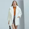 Women's Fur Fashion Faux Furry Coat Female Suit Collar Loose Rench Twinter Overcoat Women