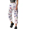 Pantalon femme taille haute survêtement coloré papillon graphique imprimé pantalon de survêtement Harajuku Hip Hop Baggy ample pantalon de salon avec