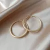 Hoop Earrings Exaggerated Matte Gold Color Large Circle Temperament Simple S925 Silver Needle Ear Buckle Earring Party Jewelry