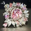 Anneaux de mariage YaYI bijoux princesse coupe 14 CT broche Zircon couleur argent fiançailles coeur filles fête anneau cadeaux 928