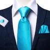 Бабочки Hi-Tie Blue Turquoise Solid Box Gist для мужского галстука роскошные мужчины хитрые запонки устанавливают шелковые галстуки формальные платья бизнес