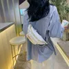 イブニングバッグ2022女性用のファッションファニー格子縞のプリントショルダーバッグPUレザーウエストチェストパック女性ベルトポケテフェミニナ＃50